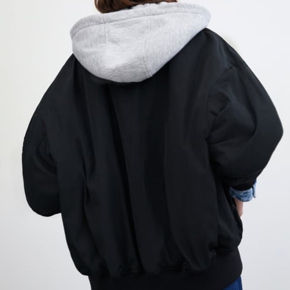 zara hooded bomber jacket